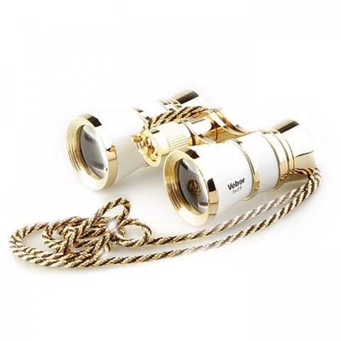 Veber Opera БГЦ 3x25 бинокль театральный с цепочкой, белый/золотой