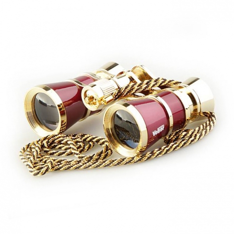 Veber Opera БГЦ 3x25 бинокль театральный с цепочкой, красный/золотой