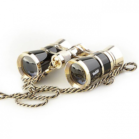 Veber Opera БГЦ 3x25 бинокль театральный с цепочкой, черный/золотой